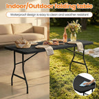 2 Pack Folding Table 6FT Heavy Duty Plastic Utility Table with Carrying Handle for Camping, Party, Picnic, BBQ, Banquet, Folds in Half for Easy Storage, No Assembly Required, Black