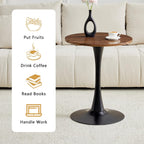 Walnut Round Dining Table for Small Space,24" Tulip Tables with Metal Pedestal Base,Bistro Table for 2 People for Office,Apartment,Kitchen,Break Room
