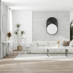 AUZ Silver End Table, Modern Square Living Room Side Table with White Faux Marble Top and Mirrored Silver Metal Geometric Base
