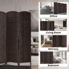 Rose Home Fashion Room Divider, 6 ft Tall Room Dividers and Folding Privacy Screens, 16in Privacy Screen 6 Panel Dark Coffee Space Temporary Wall Foldable Partition Separation