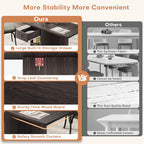 Jocoevol Space Saving Folding Dining Table for 4, Foldable Dining Table with Drawer and Storage Shelf, 6 Wheels Drop Leaf Kitchen Dining Room Table for Small Space (Walnut, 47.2" x 23.6" x 29.9")