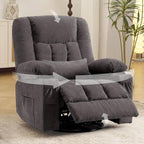 Swivel Rocker Recliner Chair with Vibration Massage and Heat Ergonomic Lounge Chair for Living Room with Rocking Function and Side Pocket, 2 Cup Holders, USB Charge Port
