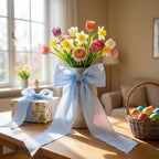 Farmhouse Sky Blue White Striped Seersucker Wreath Sash 5 Inch Wide x 54 Inch Spring St Patrick Day Wedding Holiday Party Bow Decoration