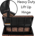 BIRDROCK HOME Hand-Woven Abaca Seagrass 36" Storage Bench with Lift-Top Lid (Brown Wash)