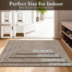 Indoor Door Mat 24"x36", Low-Profile Welcome Front Door Mat Indoor Entrance, Non Slip Rubber Backing Inside Doormat Washable Entryway Dirt Resistant & Absorbent 2x3 Entry Mat, Light-Brown
