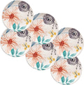 Bico Blossom Symphony Appetizer Plates Set of 6, 6 Inch Small Ceramic Dessert Plates for Snacks, Salad, Tablescape, Microwave and Dishwasher Safe, Gift for Housewarming and Thanksgiving