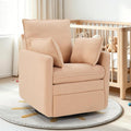 CANMOV Swivel Rocker Recliner Chair, Teddy Upholstered Nursery Glider Chair, Manual Reclining Chair with Two Removable Pillows for Living Room (Camel)