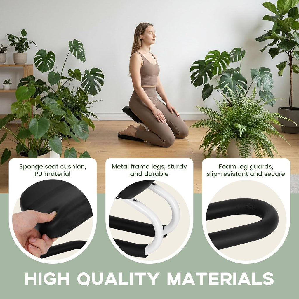 Meditation Bench,Adjustable Kneeling Meditation Stool,Metal Kneeling Stool with Non-Slip Cushion,Ergonomic Meditation Chair,Seiza Chair,Portable Yoga Stool for Meditation Yoga Home Prayer