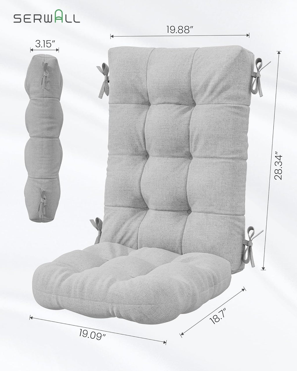 SERWALL Folding Gray Adirondack Chair Set of 4 with Memory Foam Cushions