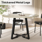 Dining Table Set for 4,Round Storage Kitchen Table and Chairs for 4,5 Piece 47Inch Circle Table Faux Leather Dining Room Chiars Set for Kitchen,Dining Room,Dinette（Grey Table,Brown Chairs）