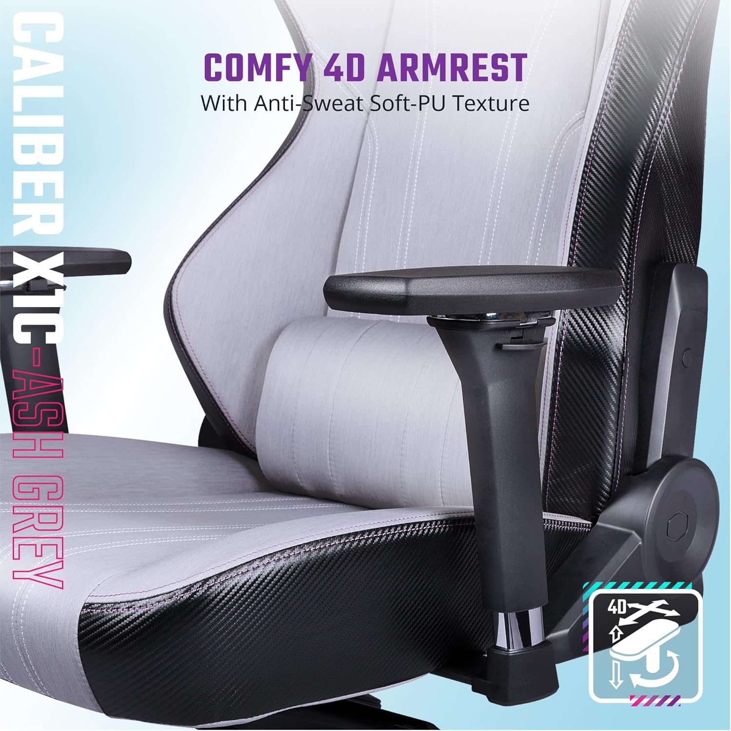 Cooler Master Caliber X1C Gaming Chair for Computer Game, Office and Racing Style Gamer, Comfy Ergonomic 360° Swivel Reclining High Back Chairs with Armrest Backrest Headrest Lumbar Support PU Leather
