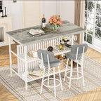 Kitchen Island with Storage Small Dining Table for 2, Kitchen Table Chairs Set of 2 Dining Room Set for Small Space (Grey)