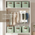 DECOMOMO Storage Bins, Cube Storage Bin with Labels, Fabric Storage Cubes for Shelves (10.5" x 11" / 2pcs, Sage Green)