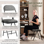 4 Pack Padded Cushion and Back Folding Chairs, Fabric Dining Chair Set with Steel Frame Metal for Home and Office, for Indoor and Outdoor Events, (Fabric Gray)