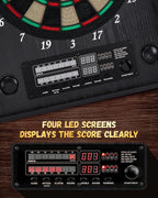 Electronic Dart Board, Decorative Dart Board Cabinet Set for Adults [12*Bronze Soft Tip Darts] [Cricket Game Mode]- Wooden Electric Dartboard Cabinet
