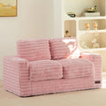 MAXYOYO Extra Wide Kids Bean Bag Chair, Comfy Faux Fur Bean Bag Sofa with Filler, Upholstered Floor Sofa with Pillows and Armrests, Lazy Floor Chair Couch for Boys and Girls, Pink