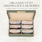 ZICOTO Decorative Photo Storage Box - Sturdy PU Leather Photo Organizer with Dividers is Perfect to Store Up to 1200 Pictures and 4x6 Photos - Portable Scrapbook Storage Containers with Lid