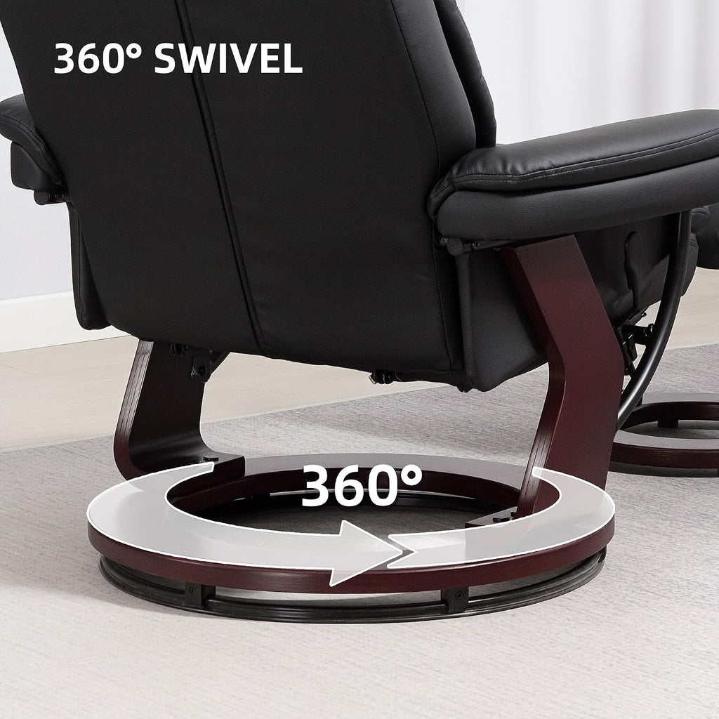 Faux Leather Recliner Chair with Ottoman Set