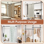 SUNALLY Room Divider No Drilling Curtain Rod Wall Divider for Room Separation, 4-10ft(H) 28-114inch(W) Adjustable, Heavy Duty Partition Space Separator Freestanding Tension Curtain Stand, Black