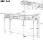 Christopher Knight Home Cally Wood Console Table with Drawers & Bottom Shelf, Narrow Entryway Table with Turned Roman Legs, Traditional Rectangular Wall Table for Living Room Study Hallway, White