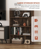 4 Tier DVD Storage Shelf, Media Storage Tower for CDs & Video Games, Freestanding Organizer Shelf for Living Room Home Office, Holds 160+ DVDs(Amber Pine)