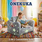 Toddler Couch, Glow in The Dark Kids Couch 2 in 1 Sofa Bed, Convertible Flip Open Toddler Sofa Couch Bed, Kids Sofa for Playroom Bedroom