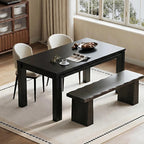 LITTLE TREE 63-Inch Dining Table for 6 People, Rectangular Kitchen Table with Heavy Duty Legs, Farmhouse Wooden Table for Dining Room, Dinner, Dinette (Black)