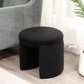 Boucle Ottoman, Round Sherpa Vanity Stool Chair, Small Upholstered Modern Teddy Footstool for Makeup, Living Room, Entryway, Bedroom,Black