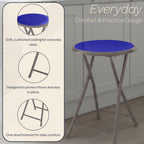 Lavish Home Folding Bar Stool - Set of 2 Heavy-Duty 18-Inch Stool - 225lb Capacity and Padded Seats for Dorm, Recreation or Game Room (Blue)