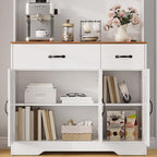 Pantry Cabinet with Charging Station,71'' Kitchen Pantry Cabinet with Microwave Shelf,Farmhouse Kitchen Hutch with Drawers,Door Shelves,Adjustable Shelves,for Dining Room,Living Room,White