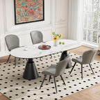 Dining Chairs Set of 2 Modern Fabric Dining Room Chairs Upholstered Dining Chairs with Thick Cushions Metal Legs Armless Back Chair for Kitchen and Living Room Light Gray