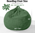 Homguava 2FT Bean Bag Chair, 2' Small Bean Bags with Memory Foam Filled, Beanbag Chairs with Machine Washable Cover Dutch Corded Plush Cover for Classroom,Living Room,Bedroom-Dark Green