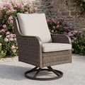 Loungewave Swivel PE Wicker Chair, Outdoor High Back Swivel Patio Chair, 360 Degree Outdoor Swivel Chair with Cushion, Patio Furniture for Porch Balcony Garden, Poolside (Brown/Beige)