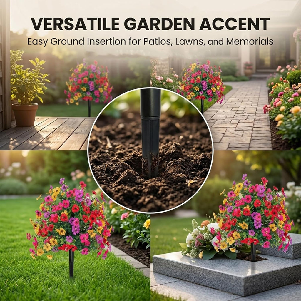 SakerPlus Artificial Petunias with Ground Stake, 22" Outdoor Faux Flowers for Garden, Yard, Planter and Porch, Lifelike Decorative Flowers for Indoor Outdoor Home Decor (1 Pack)