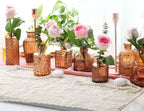 Set of 30 Amber Glass Bud Vases in Bulk,Small Centerpieces Vases for Wedding Centerpieces,Mini Glass Vintage Vase Flower Vases for Table Decor
