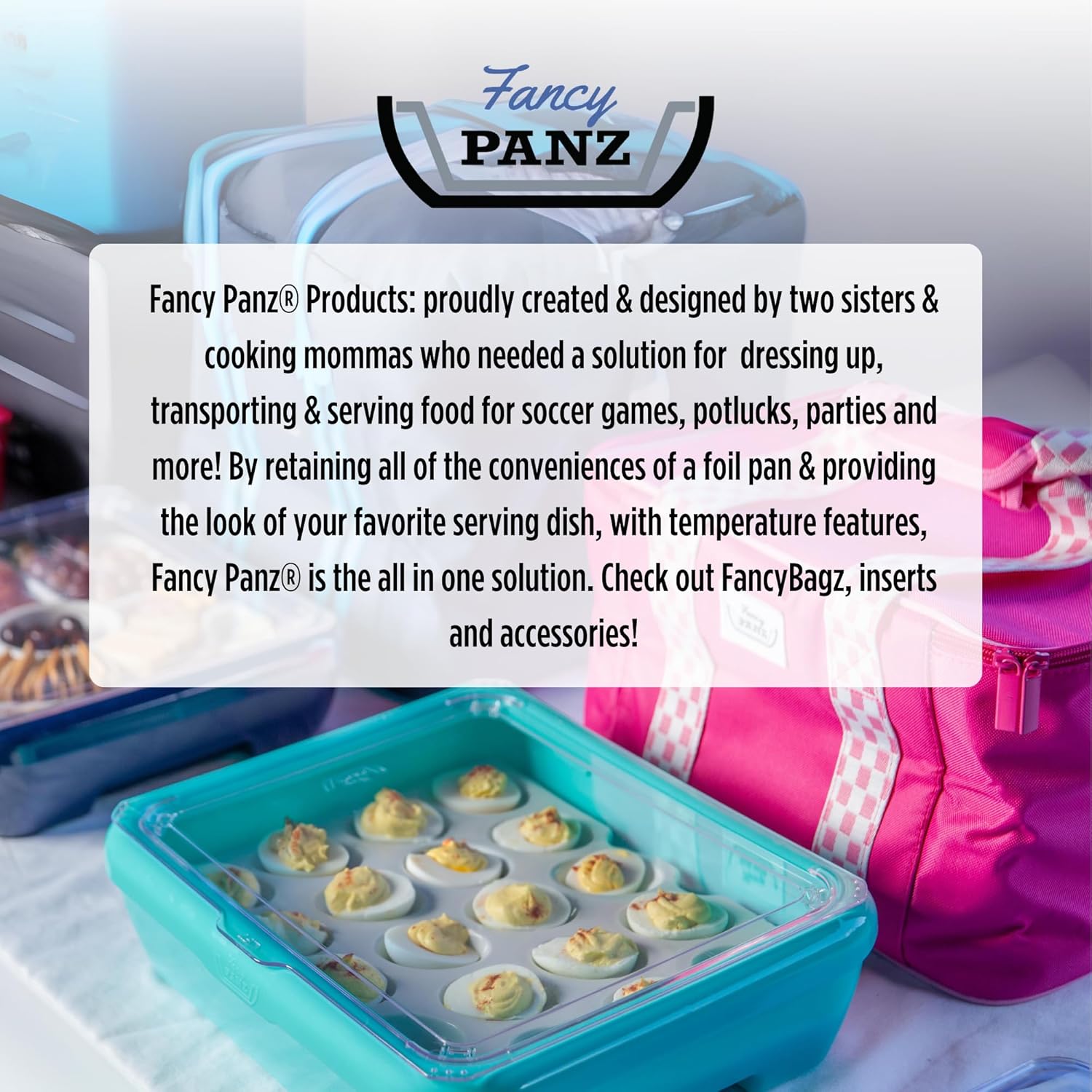 Fancy Panz Insulated Casserole Carrier Bag - Aqua Thermal Food Transport Bag for Hot & Cold Dishes - Holds 2 Portable Insulated Bag for Potlucks, Parties, Tailgates & Entertaining