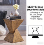Modern Side Table with Geometric Design, Stylish Accent End Table for Living Room & Bedroom, Contemporary Black Accent Furniture for Home Decor (Natural)