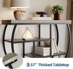 Garvee Entryway Table with Storage, Industrial 4-Tier Narrow Console Table Behind Couch with Half-Circle Base & Storage Shelves for Living Room, Hallway, Foyer