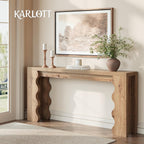 karlott 70.9" Farmhouse Entryway Table, Wood Console Table ，Behind Couch Table, Extra Long Sofa Table, Wavy Edge Design Console Table for Entryway, Entrance, Hallway, Forey, Living Room, Natural