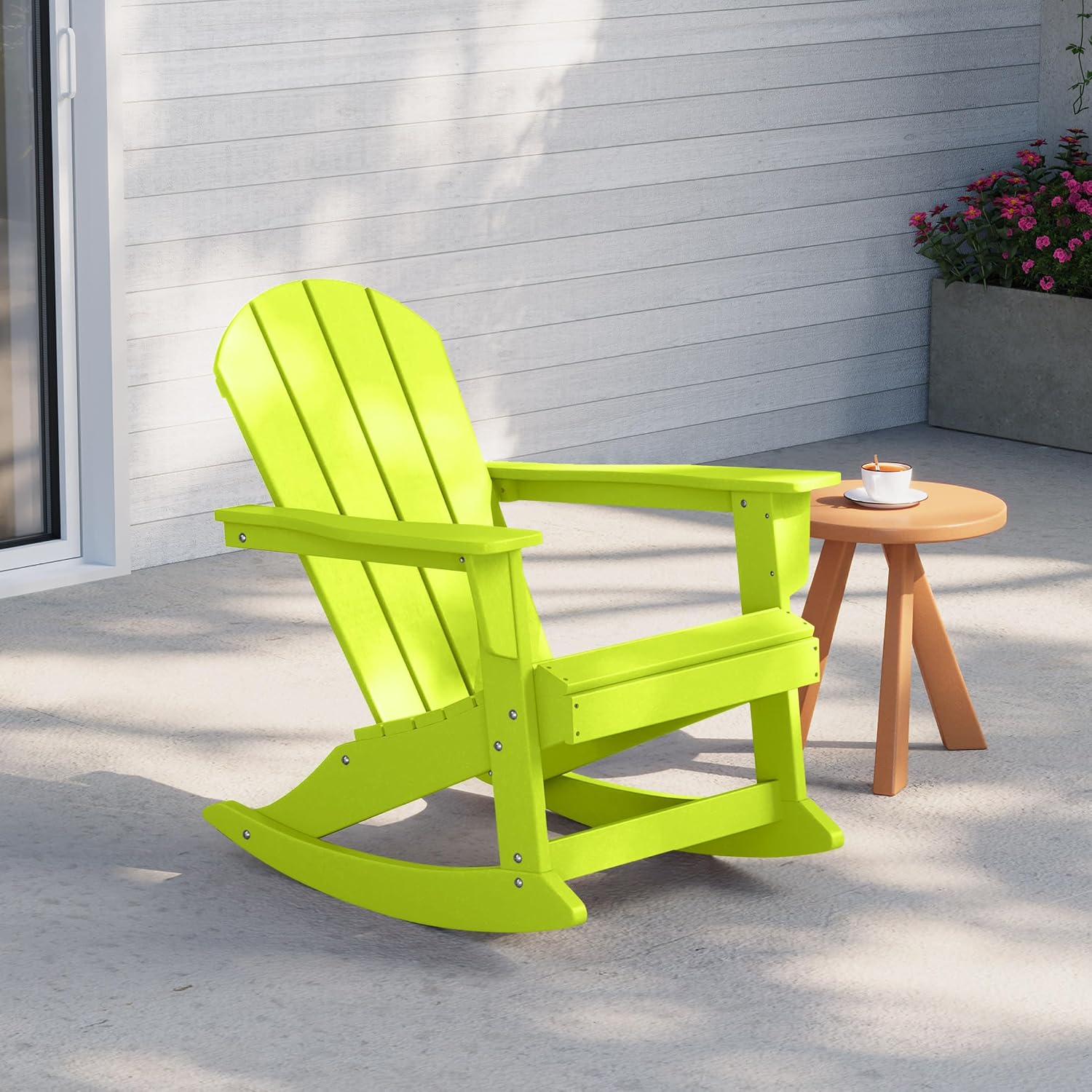 WestinTrends Malibu Outdoor/Patio Poly Adirondack Rocking Chair, Lime