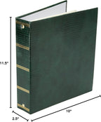 Magnetic Self-Stick 3-Ring Photo Album 100 Pages (50 Sheets), Hunter Green
