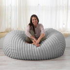 Jaxx 5.5 ft Bean Bag Loveseat, Premium Faux Fur, Mondo Grey