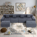 L-Shaped Boneless Modular Sectional Sofa, Boneless Sectional Couch, Oversized 3-Seater Cloud Couch with Deep Seat and Movable Ottoman for Living Room, Apartment (Gray, 3 Seater with 2 Ottoman)