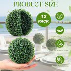 12 Pack Artificial Boxwood Topiary Balls Bulk for Indoor, 5 Inch Small Faux Topiary Plant Fake Hang Decorative Round Greenery Balls for Home Bookshelf Office Table Desk Weeding