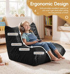 Hobestluk Bean Bag Chair for Kids Toddler Bean Bag Chair with Memory Foam Filler Leather Beanbag with Spacious Design Bean Bag Couch for Reading Gaming Relaxing (Black, Small)