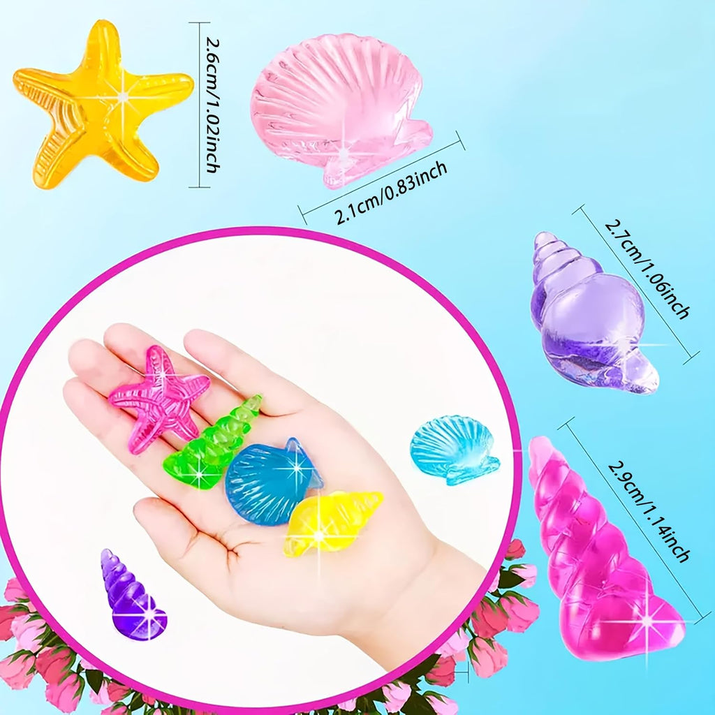 30Pcs Colorful Acrylic Sea Shells and Starfish for Vase Filler, Mixed Transparent Resin Seashells for Beach Theme Party Decoration, Fish Tank Ornaments, DIY Crafts & Table Scatter