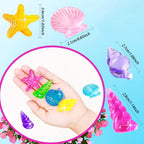 30Pcs Colorful Acrylic Sea Shells and Starfish for Vase Filler, Mixed Transparent Resin Seashells for Beach Theme Party Decoration, Fish Tank Ornaments, DIY Crafts & Table Scatter