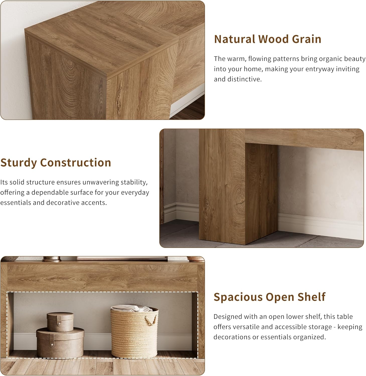 Epecoya Extra Long Console Tables for Entryway 86-Inch, Farmhouse Couch Table Behind Sofa Wooden, Modern Entryway Table for Entrance, Hallway, Living Room, Apartment, Natural Oak Brown