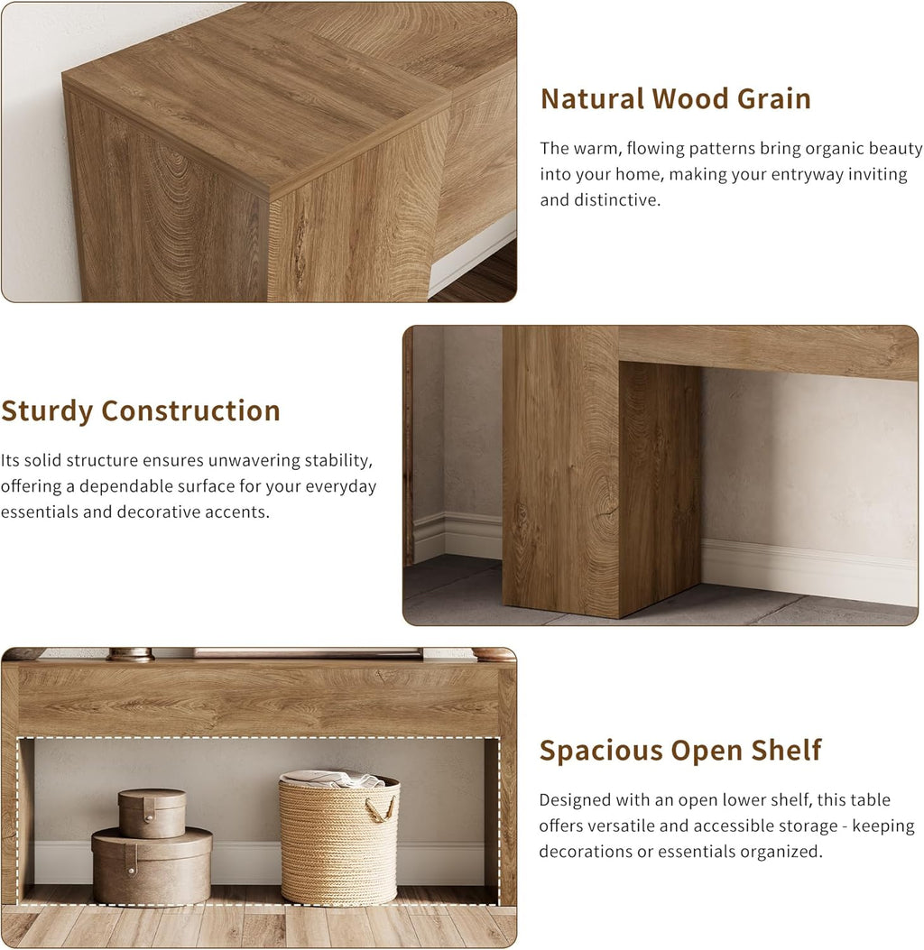 Epecoya Extra Long Console Tables for Entryway 86-Inch, Farmhouse Couch Table Behind Sofa Wooden, Modern Entryway Table for Entrance, Hallway, Living Room, Apartment, Natural Oak Brown