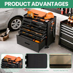 Garage Storage Cabinet,6 Drawer Metal Rolling Tool Cabinet with 2 Pegboard and 10 Hook,Heavy Duty Mechanics Tool Chest Storage for Workshop, Basement,Warehouse,Include Workbench Liner,Black